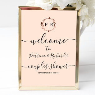 Monogram Couples Shower Welkomstbord Schuimbord Poster