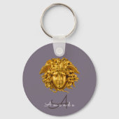 Monogram Couture Gouden Medusa Masker Donkerpaars Sleutelhanger (Voorkant)