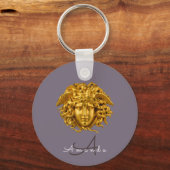 Monogram Couture Gouden Medusa Masker Donkerpaars Sleutelhanger (Achterkant)