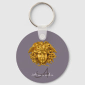Monogram Couture Gouden Medusa Masker Donkerpaars Sleutelhanger (Achterkant)