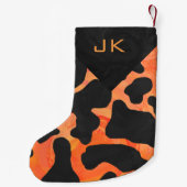 Monogram Cow Black en Oranje afdrukpatroon Kleine Kerstsok (Achterkant)