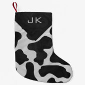 Monogram Cow Black en White Print Pattern Kleine Kerstsok (Voorkant)