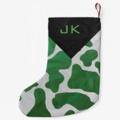 Monogram Cow Green en White Print Pattern Kleine Kerstsok (Achterkant)