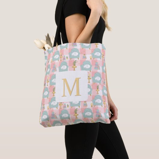 Monogram Cozy Cat & Book Tote Bag Girly Pink (Dichtbij)