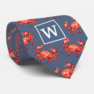 Monogram Crab Pattern marine Stropdas