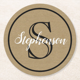 Monogram Craft Paper Ronde Kartonnen Onderzetter