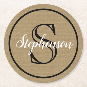 Monogram Craft Paper Ronde Kartonnen Onderzetter