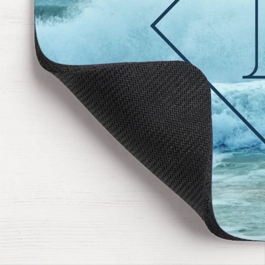 Monogram Crashing Waves Blue Ocean Beach foto Muismat (Hoek)