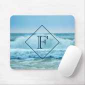 Monogram Crashing Waves Blue Ocean Beach foto Muismat (Met muis)
