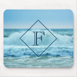 Monogram Crashing Waves Blue Ocean Beach foto Muismat