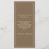 Monogram Cream Brown Christian Wedding Menu (Achterkant)