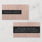 Monogram Cream Burlap Rustic Jute Visitekaartje (Voorkant / Achterkant)