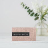 Monogram Cream Burlap Rustic Jute Visitekaartje (Staand voorkant)