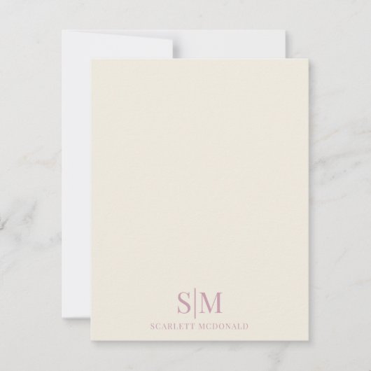 Monogram Cream Lila Ikat Abstract Patroon Notitiekaartje (Voorkant)