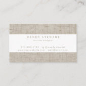 Monogram Cream Linen Texture Simple Modern Visitekaartje (Achterkant)