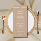 Monogram Cream Taupe Christian Wedding Menu