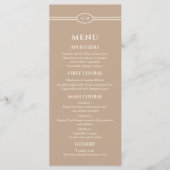 Monogram Cream Taupe Christian Wedding Menu (Voorkant)