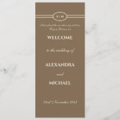 Monogram Cream Taupe Christian Wedding Program Programmakaart (Voorkant)