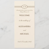 Monogram Cream Taupe Christian Wedding Program Programmakaart (Voorkant)