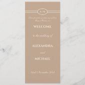 Monogram Cream Taupe Christian Wedding Program Programmakaart (Voorkant)