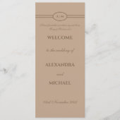 Monogram Cream Taupe Christian Wedding Program Programmakaart (Voorkant)