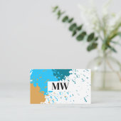 Monogram | Creative Paint Splatter Visitekaartje (Staand voorkant)