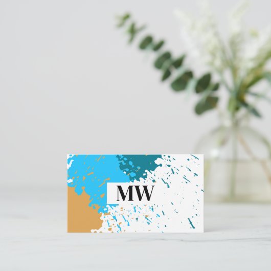 Monogram | Creative Paint Splatter Visitekaartje (Staand voorkant)