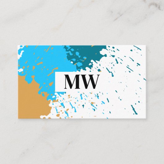 Monogram | Creative Paint Splatter Visitekaartje (Voorkant)
