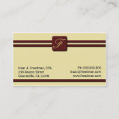 Monogram Crème Bourgogne Professionele Accountant Visitekaartje (Achterkant)