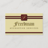 Monogram Crème Bourgogne Professionele Accountant Visitekaartje (Voorkant)