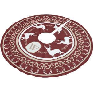 Monogram crème en berry Red Deer met Antlers Kerstboom Rok