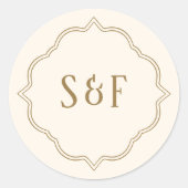  monogram crème- en goudmonogram ronde sticker (Voorkant)
