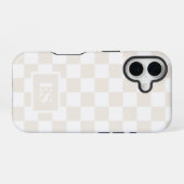 Monogram crème en wit geruit patroon iPhone 16 hoesje (Achterkant horizontaal)