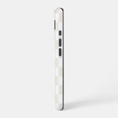 Monogram crème en wit geruit patroon iPhone 16 hoesje (Linkerkant)