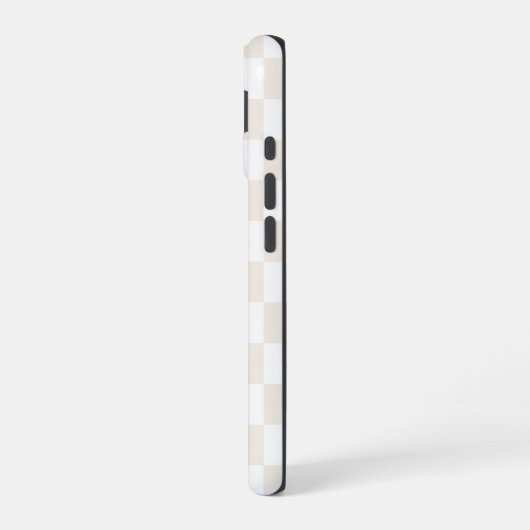 Monogram crème en wit geruit patroon iPhone 16 hoesje (Linkerkant)