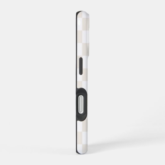 Monogram crème en wit geruit patroon iPhone 16 hoesje (Rechterkant)