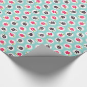 Monogram crème girale raspberry turquoise cadeaupapier (Hoek)