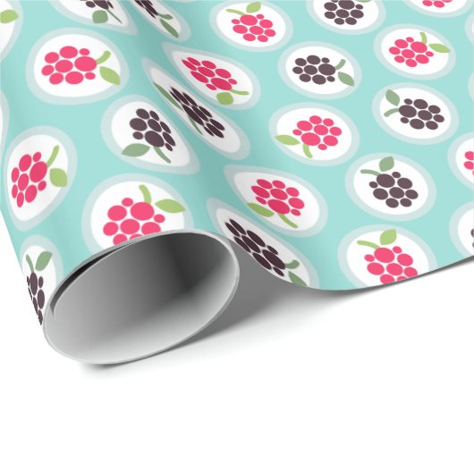 Monogram crème girale raspberry turquoise cadeaupapier (Rol Hoek)