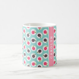 Monogram crème girale raspberry turquoise koffiemok