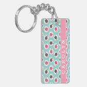Monogram crème girale raspberry turquoise sleutelhanger (Voorkant Links)
