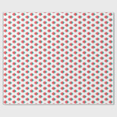 Monogram crème girale rode witte aardbeienpatronen cadeaupapier (Vlak)