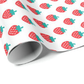 Monogram crème girale rode witte aardbeienpatronen cadeaupapier (Rol Hoek)