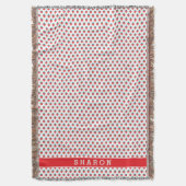 Monogram crème girale rode witte aardbeienpatronen deken (Voorkant Verticaal)