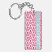 Monogram crème girale roze frambozenpatronen sleutelhanger (Voorkant Links)