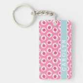 Monogram crème girale roze frambozenpatronen sleutelhanger (Voorkant)