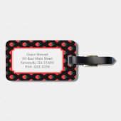 Monogram crème girale zwarte roze aardbeienpatrone bagagelabel (Achterkant horizontaal)