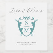 Monogram Crest aangepaste wijnfles etiketten (Enkel label)