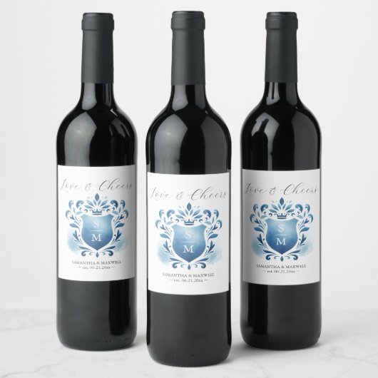 Monogram Crest aangepaste wijnfles etiketten (Flessen)