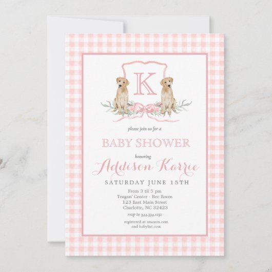 Monogram Crest Baby shower Uitnodiging (Voorkant)