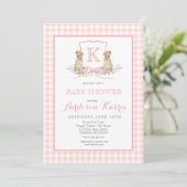 Monogram Crest Baby shower Uitnodiging (Staand voorkant)